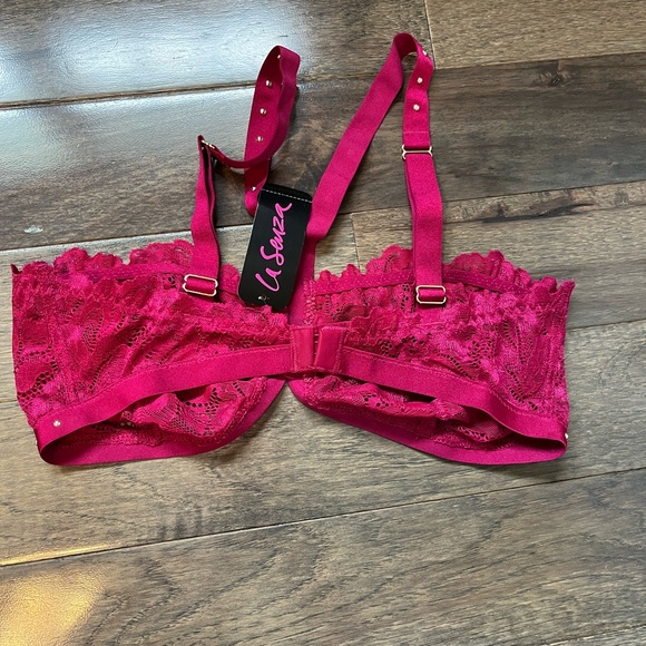 BMWT deep cherry balconette lace studded bralette - Picture 1 of 4